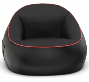 Black bean bag chair with red trim