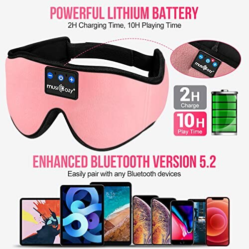 Bluetooth sleep mask with lithium battery and device compatibility