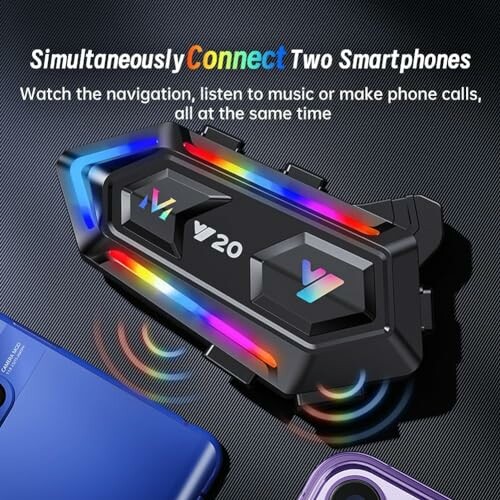 Device for connecting two smartphones with colorful lights.