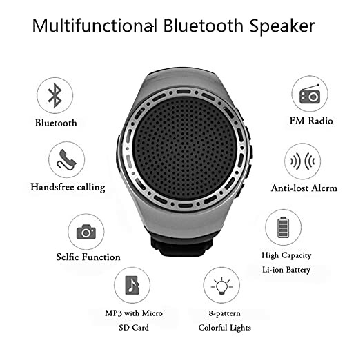 Multifunctional Bluetooth speaker with features like FM radio, handsfree calling, selfie function, and anti-lost alarm.