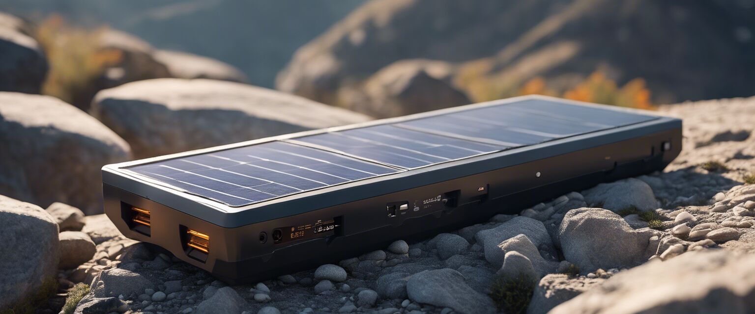 Portable solar charger in nature