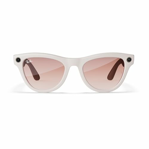 White sunglasses with pink-tinted lenses, front view.